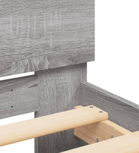 Bettgestell mit Kopfteil und LED-Beleuchtung Grau Sonoma