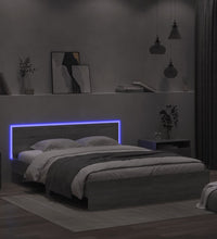 Bettgestell mit Kopfteil und LED-Beleuchtung Grau Sonoma