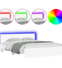 Bettgestell mit Kopfteil und LED-Beleuchtung Weiß 150x200 cm