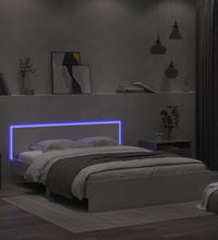 Bettgestell mit Kopfteil und LED-Beleuchtung Weiß 150x200 cm