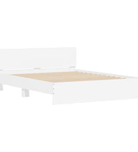 Bettgestell mit Kopfteil und LED-Beleuchtung Weiß 150x200 cm