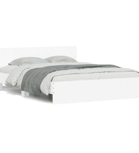 Bettgestell mit Kopfteil und LED-Beleuchtung Weiß 150x200 cm