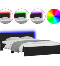 Bettgestell mit LED ohne Matratze Schwarz 150x200 cm