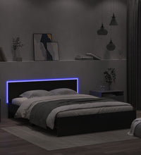 Bettgestell mit LED ohne Matratze Schwarz 150x200 cm