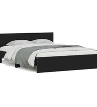 Bettgestell mit LED ohne Matratze Schwarz 150x200 cm