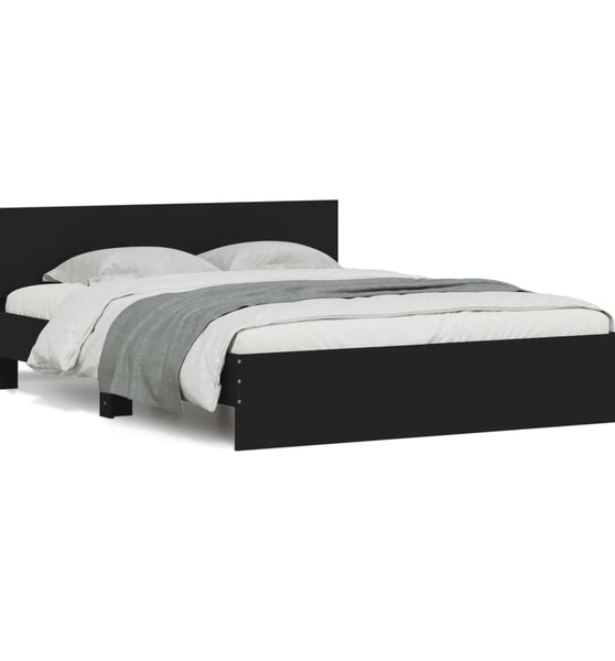 Bettgestell mit LED ohne Matratze Schwarz 150x200 cm