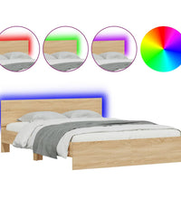 Bettgestell mit Kopfteil LED-Beleuchtung Sonoma-Eiche 150x200cm