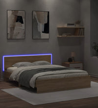 Bettgestell mit Kopfteil LED-Beleuchtung Sonoma-Eiche 150x200cm