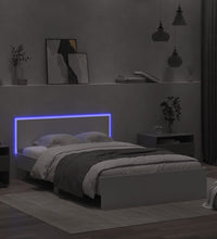 Bettgestell mit Kopfteil LED-Beleuchtung Weiß 135x190 cm