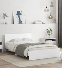 Bettgestell mit Kopfteil LED-Beleuchtung Weiß 135x190 cm