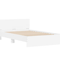 Bettgestell mit Kopfteil LED-Beleuchtung Weiß 135x190 cm