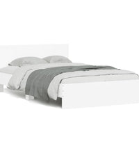 Bettgestell mit Kopfteil LED-Beleuchtung Weiß 135x190 cm