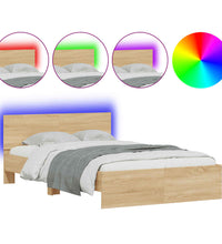 Bettgestell mit Kopfteil LED-Beleuchtung Sonoma-Eiche 135x190cm