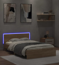 Bettgestell mit Kopfteil LED-Beleuchtung Sonoma-Eiche 135x190cm