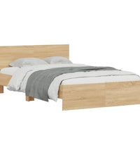 Bettgestell mit Kopfteil LED-Beleuchtung Sonoma-Eiche 135x190cm