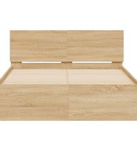 Bettgestell mit Kopfteil LED-Beleuchtung Sonoma-Eiche 135x190cm