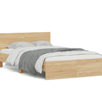 Bettgestell mit Kopfteil LED-Beleuchtung Sonoma-Eiche 135x190cm