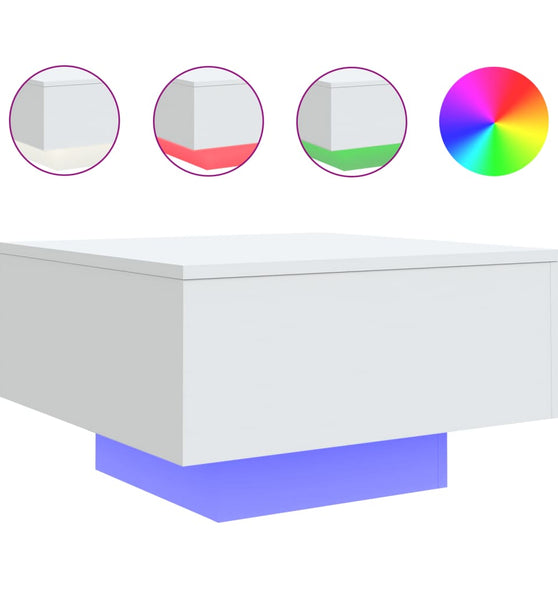 Couchtisch mit LED-Leuchten Weiß 55x55x31 cm