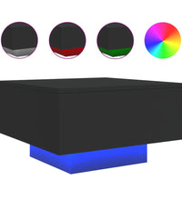 Couchtisch mit LED-Leuchten Schwarz 55x55x31 cm