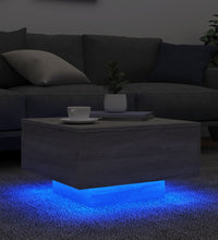 Couchtisch mit LED-Leuchten Grau Sonoma 55x55x31 cm