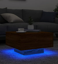 Couchtisch mit LED-Leuchten Braun Eichen-Optik 55x55x31 cm