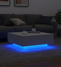 Couchtisch mit LED-Leuchten Weiß 80x80x31 cm