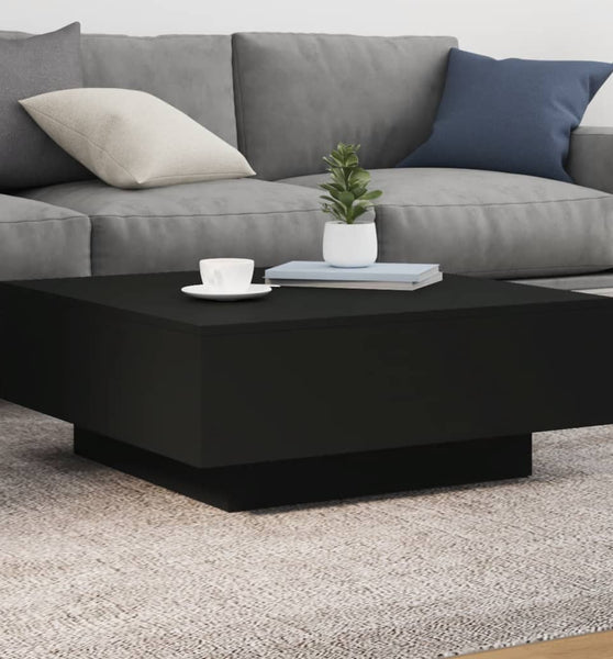 Couchtisch mit LED-Leuchten Schwarz 80x80x31 cm