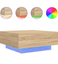 Couchtisch mit LED-Leuchten Sonoma-Eiche 80x80x31 cm