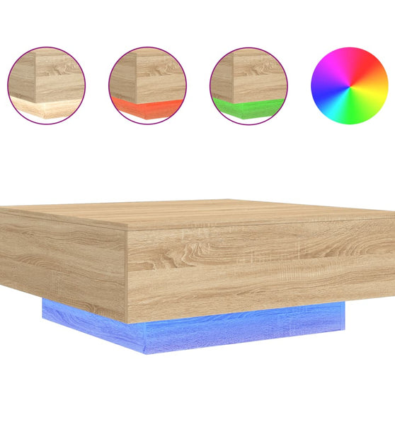 Couchtisch mit LED-Leuchten Sonoma-Eiche 80x80x31 cm