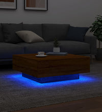 Couchtisch mit LED-Leuchten Braun Eichen-Optik 80x80x31 cm