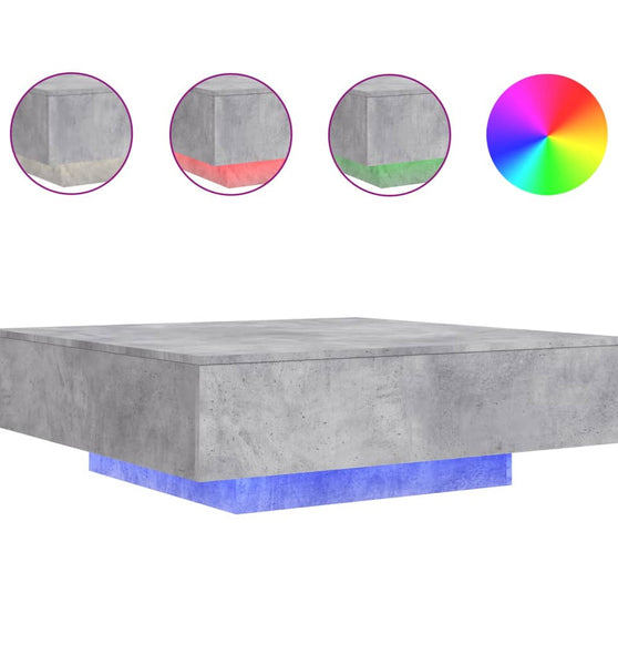 Couchtisch mit LED-Leuchten Betongrau 100x100x31 cm