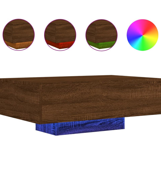 Couchtisch mit LED-Leuchten Braun Eichen-Optik 85x55x31 cm