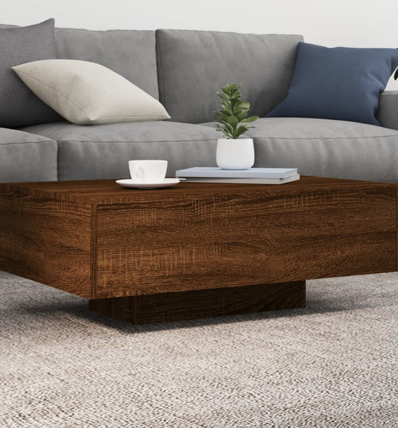 Couchtisch mit LED-Leuchten Braun Eichen-Optik 85x55x31 cm