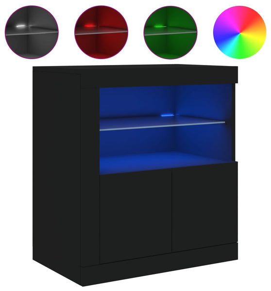 Sideboard mit LED-Leuchten Schwarz 60,5x37x67 cm