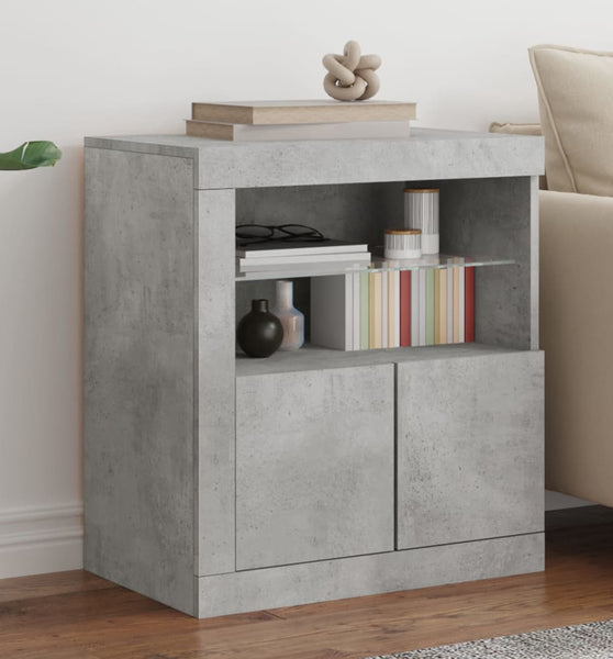 Sideboard mit LED-Leuchten Betongrau 60,5x37x67 cm