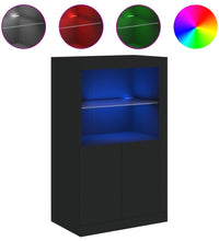 Beistellschrank mit LED-Leuchten Schwarz Holzwerkstoff