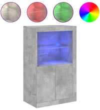 Beistellschrank mit LED-Leuchten Betongrau Holzwerkstoff