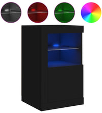 Beistellschrank mit LED-Leuchten Schwarz Holzwerkstoff