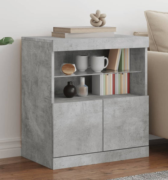 Sideboard mit LED-Leuchten Betongrau 60x37x67 cm