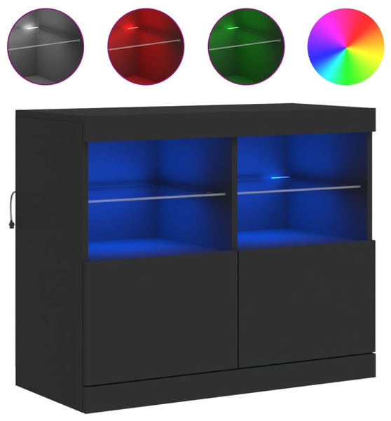 Sideboard mit LED-Leuchten Schwarz 81x37x67 cm