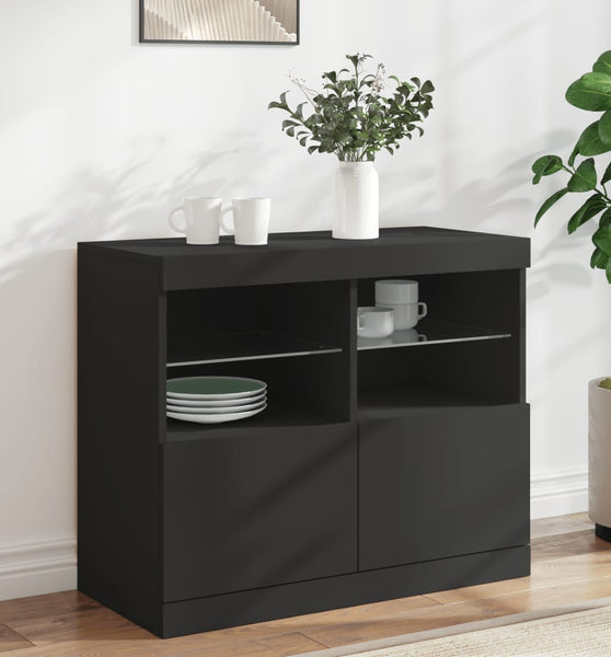 Sideboard mit LED-Leuchten Schwarz 81x37x67 cm