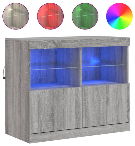 Sideboard mit LED-Leuchten Grau Sonoma 81x37x67 cm