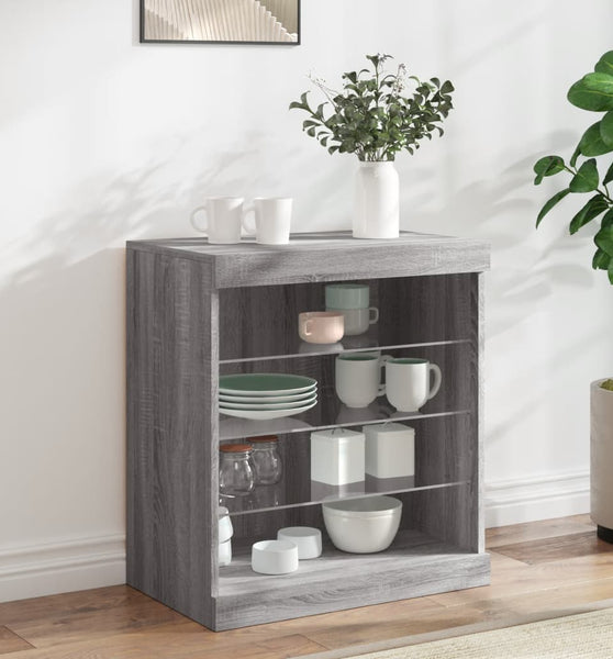 Sideboard mit LED-Leuchten Grau Sonoma 60,5x37x67 cm