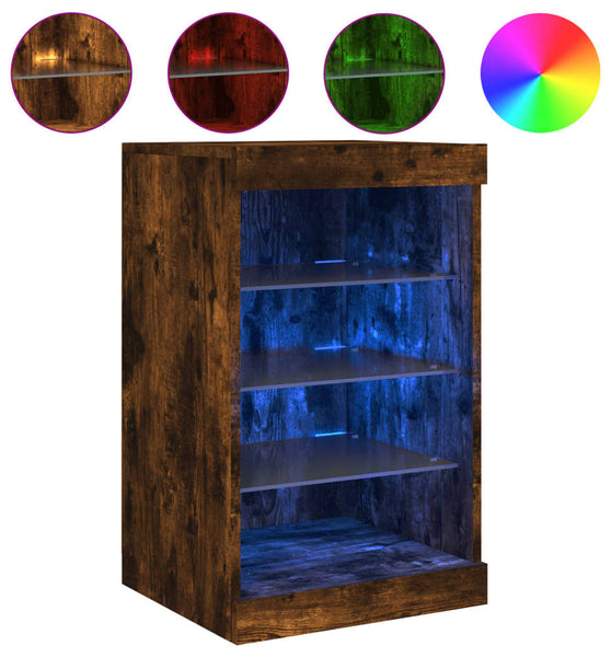 Sideboard mit LED-Leuchten Räuchereiche 41x37x67 cm