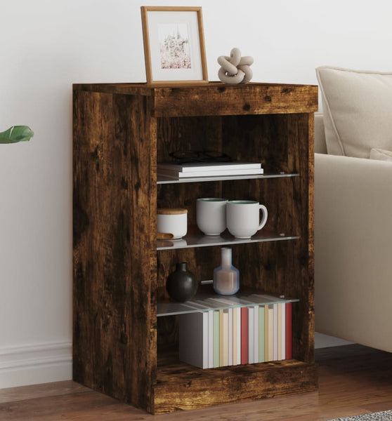 Sideboard mit LED-Leuchten Räuchereiche 41x37x67 cm