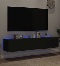 TV-Wandschränke mit LED-Leuchten 2 Stk. Schwarz 80x35x31 cm