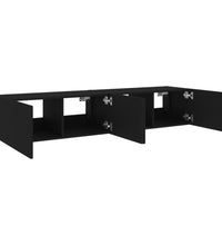 TV-Wandschränke mit LED-Leuchten 2 Stk. Schwarz 80x35x31 cm