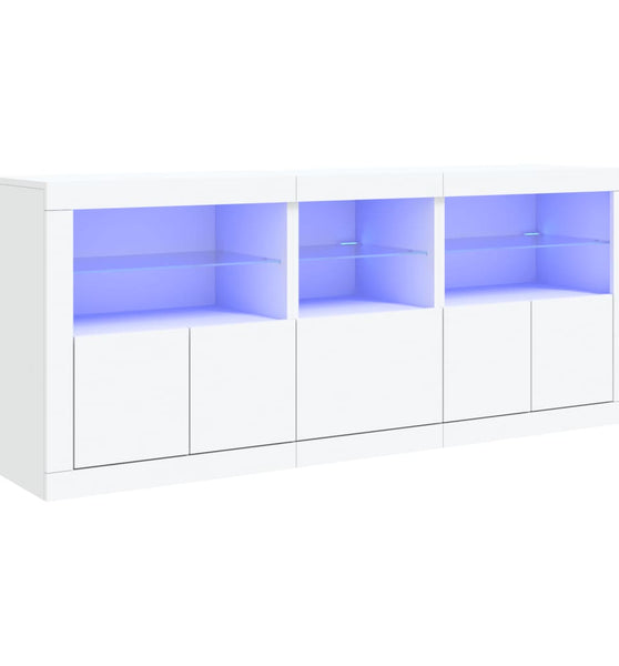 Sideboard mit LED-Leuchten Weiß 162x37x67 cm