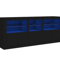 Sideboard mit LED-Leuchten Schwarz 162x37x67 cm