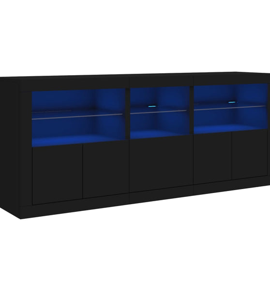 Sideboard mit LED-Leuchten Schwarz 162x37x67 cm